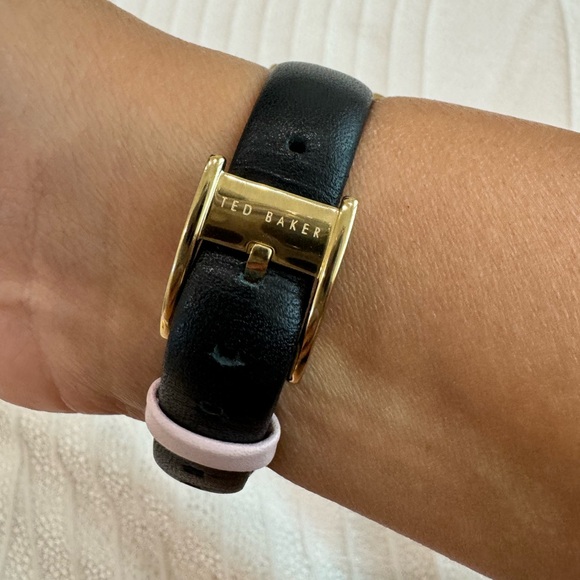 COPY - Ted Baker Gold Tone Watch with Floral Dial & Black Leather Band main image 8